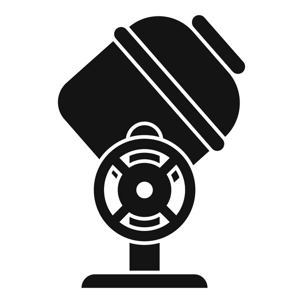 Ilustración gráfica de un icono de reflector negro con un diseño frontal clásico