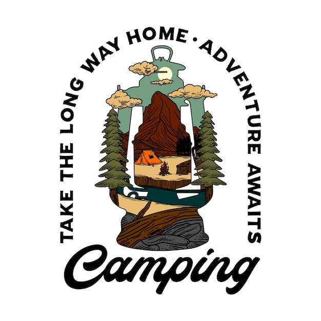 Ilustración gráfica de linterna de camping