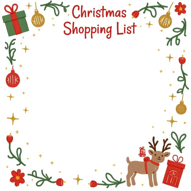 Ilustración gráfica de la lista de compras de Navidad