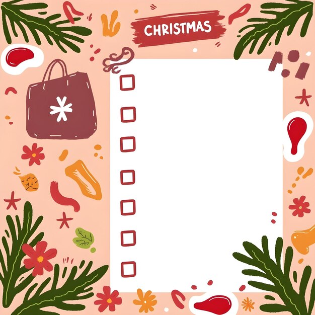 Ilustración gráfica de la lista de compras de Navidad