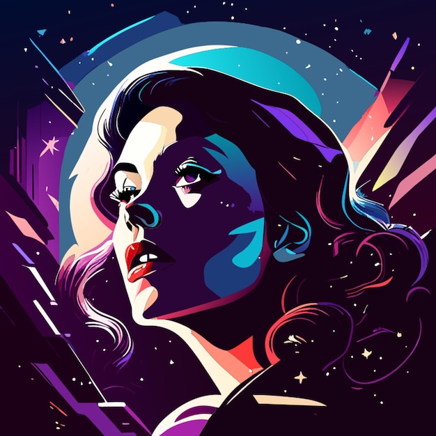 Vector ilustración gráfica en negrita de amy jackson luces oscuras pesadilla noche estrellada salpicaduras artes bokeh foto