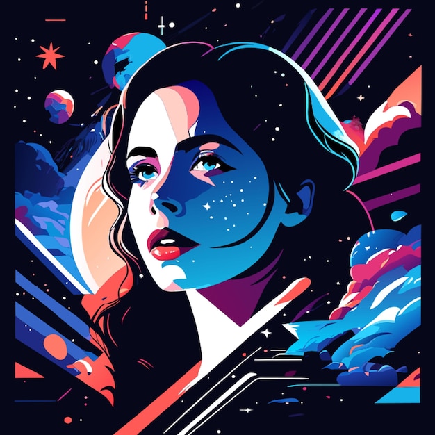 Vector ilustración gráfica en negrita de amy jackson luces oscuras pesadilla noche estrellada salpicaduras artes bokeh foto