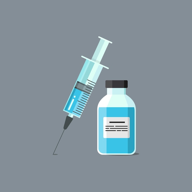 Ilustración gráfica plana del icono del vector de la aguja de la jeringa Diseño médico