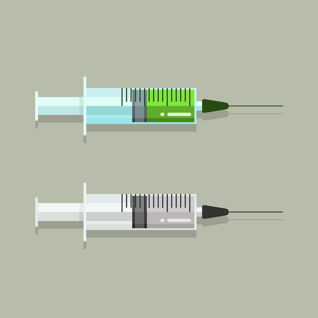 Ilustración gráfica plana del icono del vector de la aguja de la jeringa Diseño médico