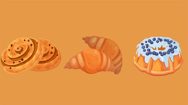 Ilustración gráfica de los productos alimenticios para panadería