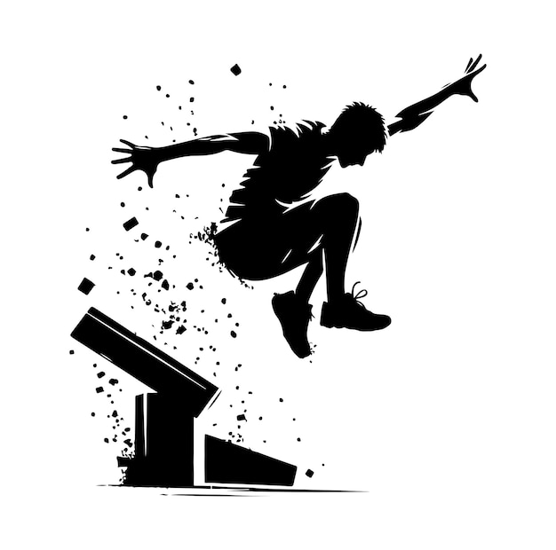 Ilustración gráfica de la silueta de PARKOUR
