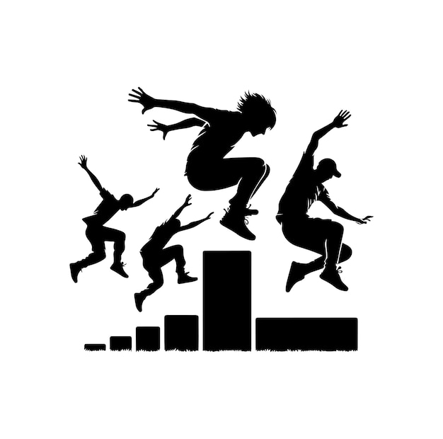 Ilustración gráfica de la silueta de PARKOUR