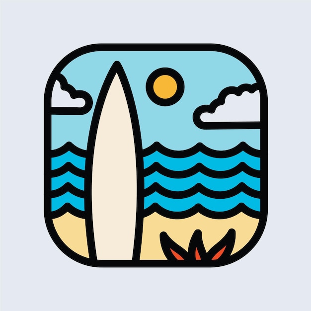 Vector ilustración gráfica de tabla de surf y verano tranquilo diseño de camiseta de arte vectorial