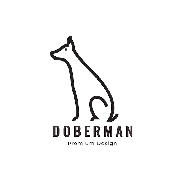 Ilustración gráfica de vector mínimo de diseño de logotipo de perro Doberman