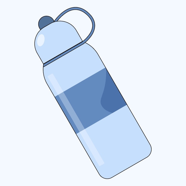 Ilustración gráfica vectorial de una botella deportiva azul