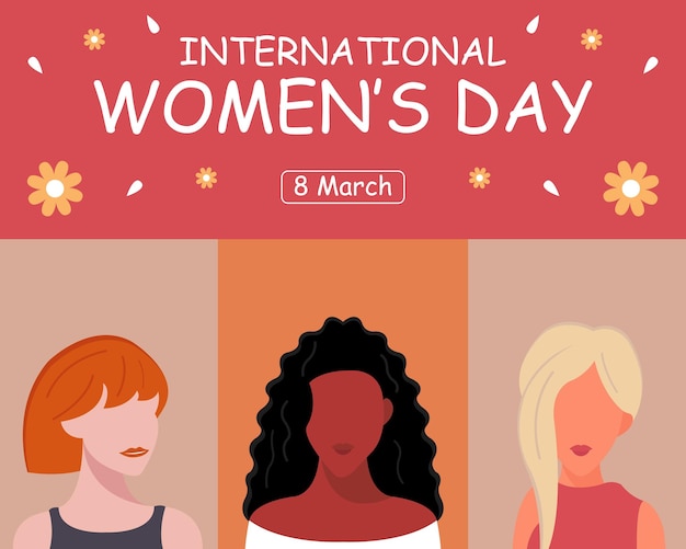 Ilustración gráfica vectorial de las caras de tres mujeres hermosas con diferentes estilos