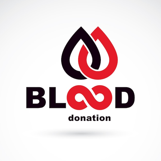 Ilustración gráfica vectorial del concepto de donación de sangre aislada en blanco. Emblema del tema de hematología. El 14 de junio, día mundial del donante de sangre.
