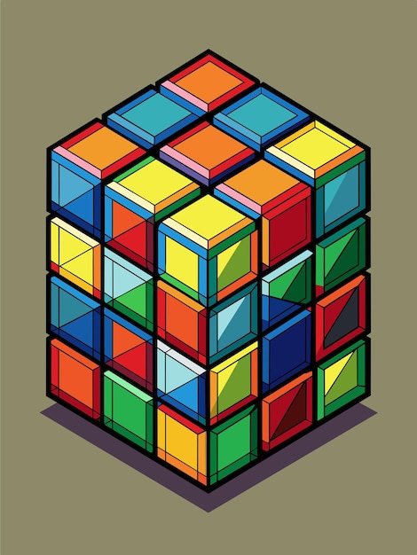 Ilustración gráfica vectorial del cubo de Rubik formato de archivo de fuente EPS diseño de icono de escala sin pérdidas