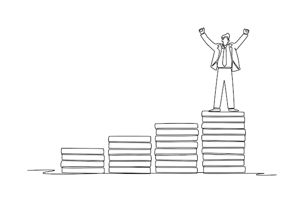 Ilustración gráfica vectorial de diseño de dibujo de una línea continua de inversión y concepto de existencias