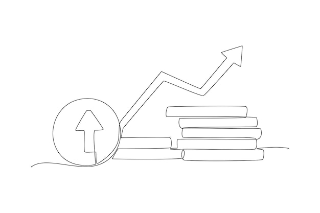 Ilustración gráfica vectorial de diseño de dibujo de una línea continua de inversión y concepto de existencias