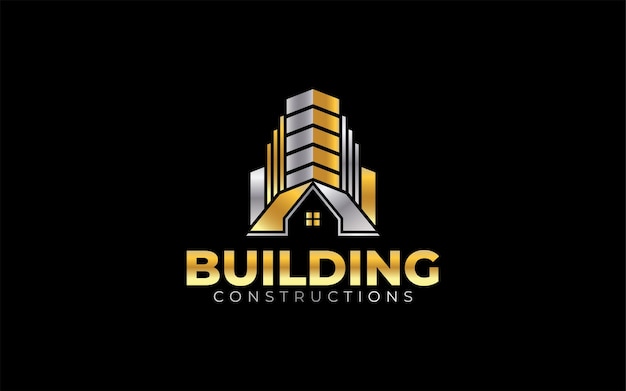 Ilustración gráfica vectorial del diseño del logotipo de renovación de edificios, construcción y reparación de viviendas
