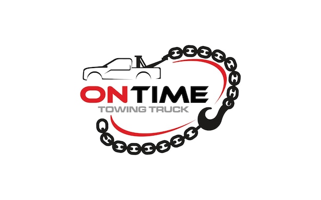 Ilustración gráfica vectorial del diseño del logotipo del servicio de remolque adecuado para la empresa automotriz