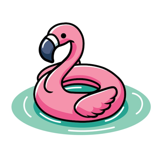 Ilustración gráfica vectorial de un flotador de piscina de flamenco con vibraciones tropicales perfecto para el verano