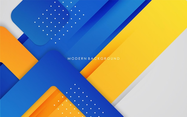 Ilustración gráfica vectorial de fondo abstracto gradientes azules y amarillos con capas de superposición de color blanco moderno