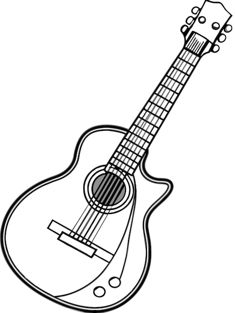 Ilustración gráfica vectorial de guitarra formato de archivo fuente EPS diseño de icono de escala sin pérdidas