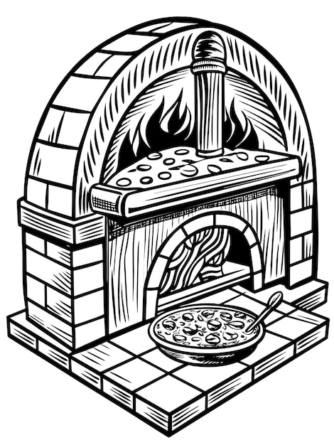 Ilustración gráfica vectorial de horno de pizza formato de archivo fuente EPS diseño de icono de escala sin pérdidas