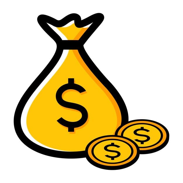 Ilustración gráfica vectorial del icono de la bolsa de dinero
