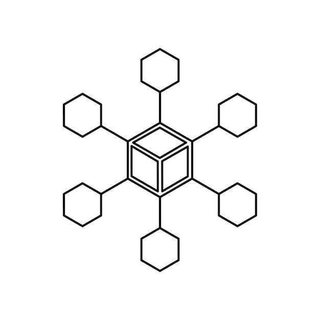 Ilustración gráfica vectorial del icono de la cadena de bloques