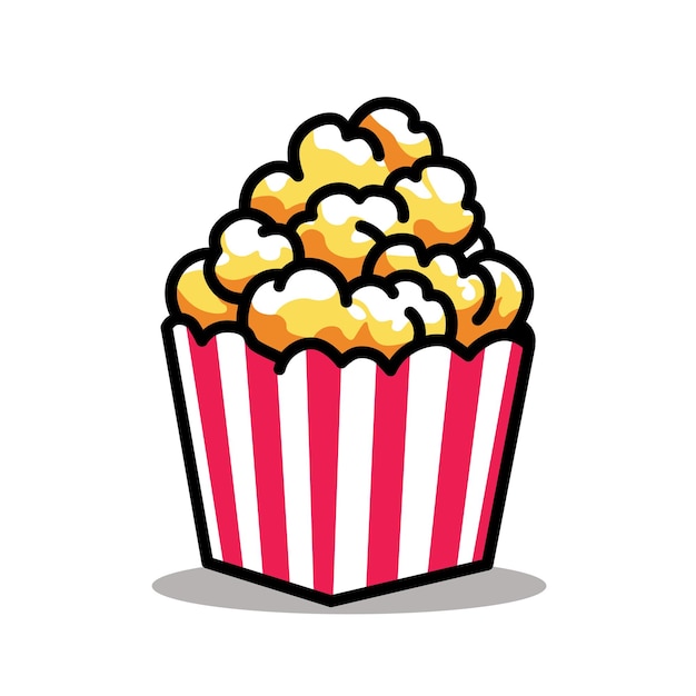 Ilustración gráfica vectorial de un icono de palomitas de maíz envasadas rojas y blancas