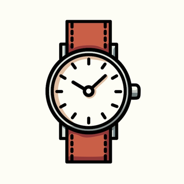 Ilustración gráfica vectorial de un icono de reloj de pulsera que simboliza el tiempo, la moda y la funcionalidad