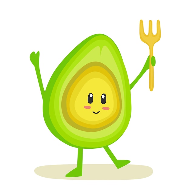 Vector ilustración gráfica vectorial de una linda caricatura de aguacate sosteniendo una cuchara