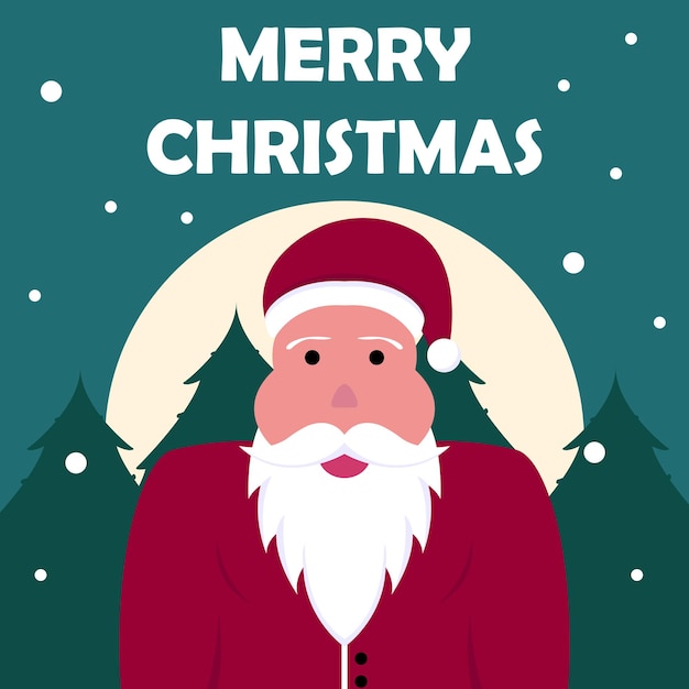 Ilustración gráfica vectorial de Papá Noel en la víspera de Navidad que muestra la luna llena