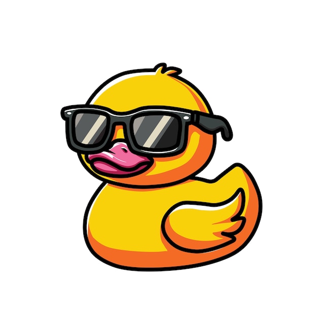 Ilustración gráfica vectorial de un pato de goma con gafas Símbolo de diversión y capricho