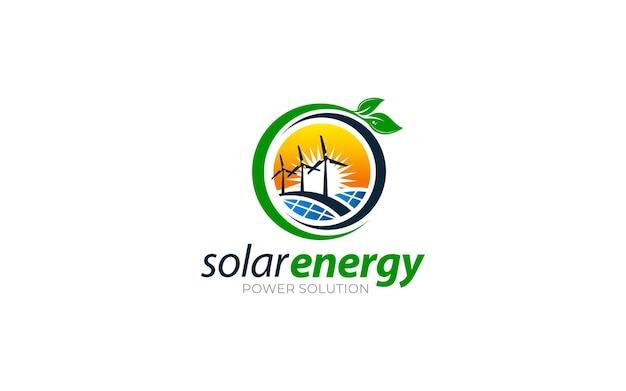 Ilustración gráfica vectorial de la plantilla de diseño del logotipo de los paneles solares de energía renovable