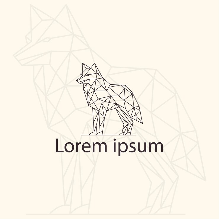 Ilustración gráfica vectorial poligonal del triángulo del lobo geométrico