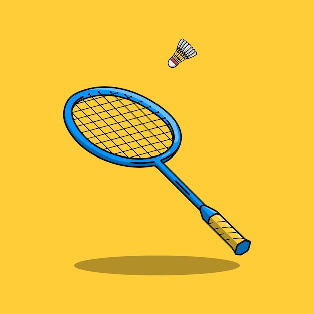 Ilustración gráfica vectorial de la raqueta de bádminton y el volante