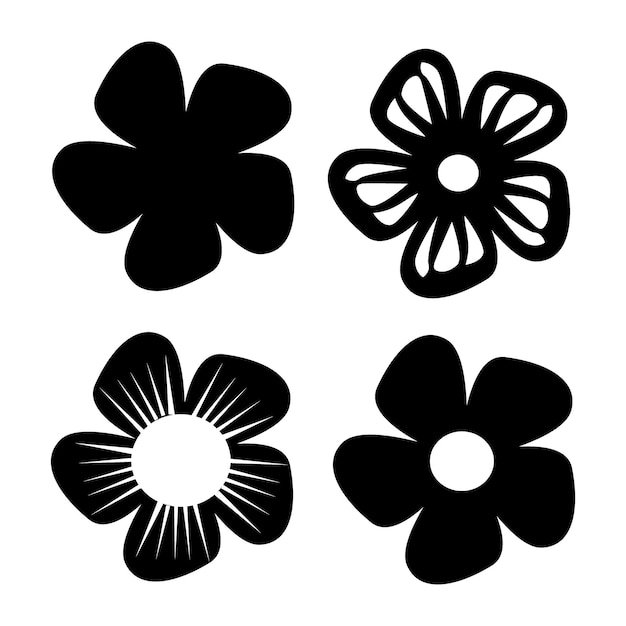 Ilustración gráfica vectorial de la silueta de las flores simplificadas