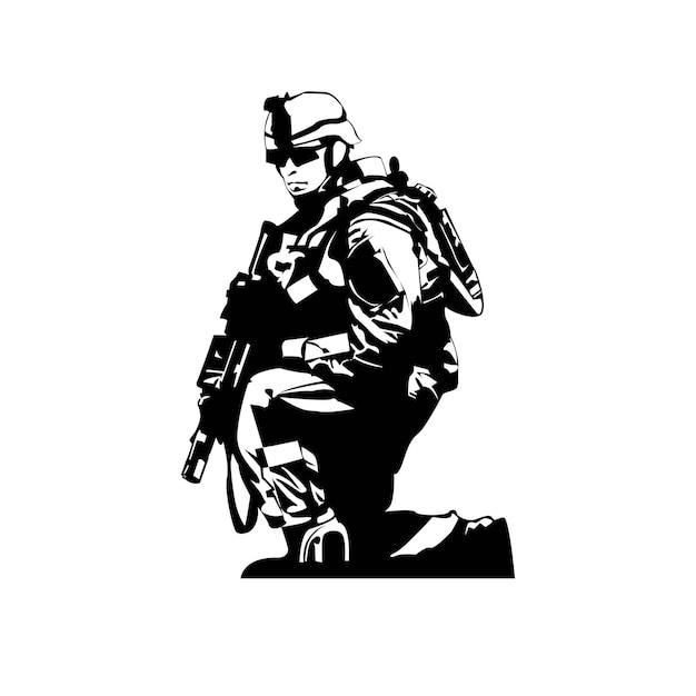 Ilustración gráfica vectorial del soldado