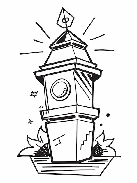 Ilustración gráfica vectorial de la torre del reloj formato de archivo fuente EPS diseño de icono de escala sin pérdidas