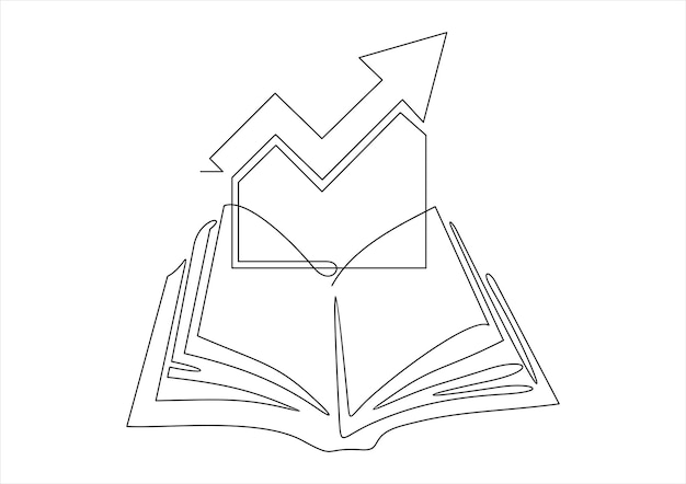 Ilustración de gráfico en libro Dibujo de línea continua