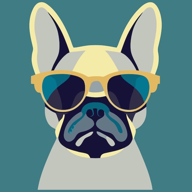 Vector ilustración gráfico vectorial de colorido bulldog francés con gafas de sol aislado bueno para el logotipo,