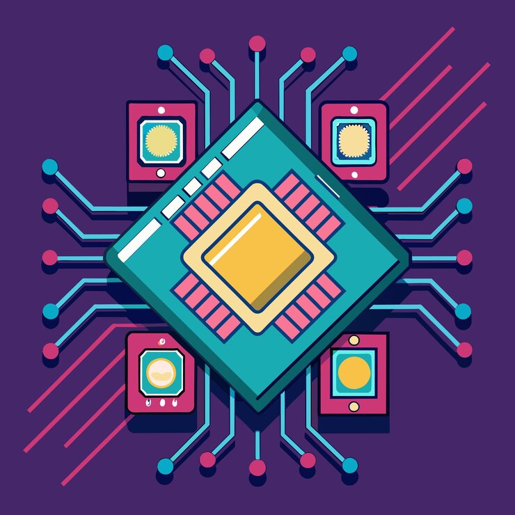 Vector ilustración de gráficos vectoriales de chips de inteligencia artificial (eps) formato de archivo fuente escalado sin pérdidas