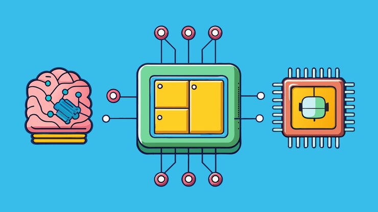 Vector ilustración de gráficos vectoriales de chips de inteligencia artificial (eps) formato de archivo fuente escalado sin pérdidas