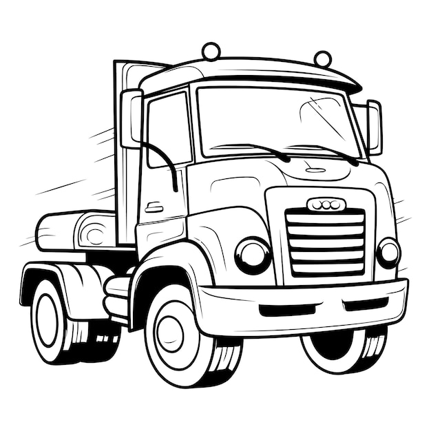 Ilustración de un gran camión sobre un fondo blanco
