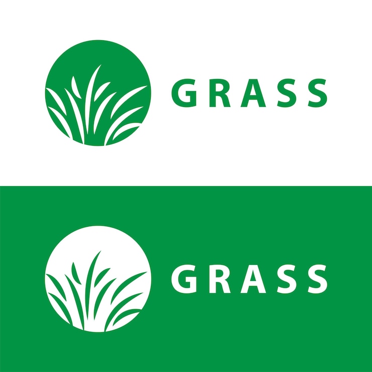 Vector ilustración de la granja diseño del logotipo de la hierba verde plantilla vectorial de hierba natural simple