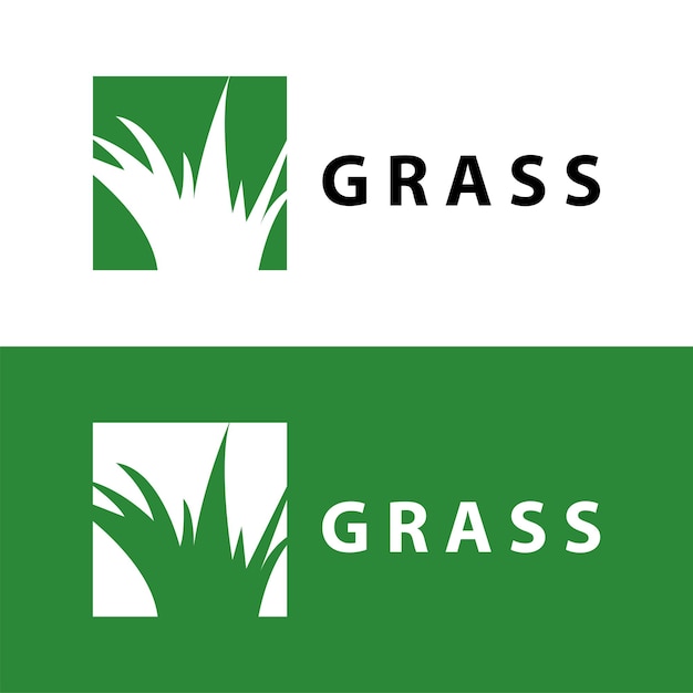 Ilustración de la granja diseño del logotipo de la hierba verde plantilla vectorial de hierba natural simple