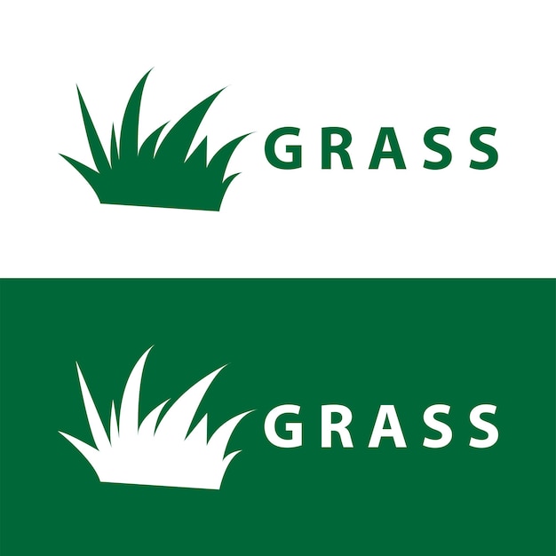 Ilustración de la granja diseño del logotipo de la hierba verde plantilla vectorial de hierba natural simple