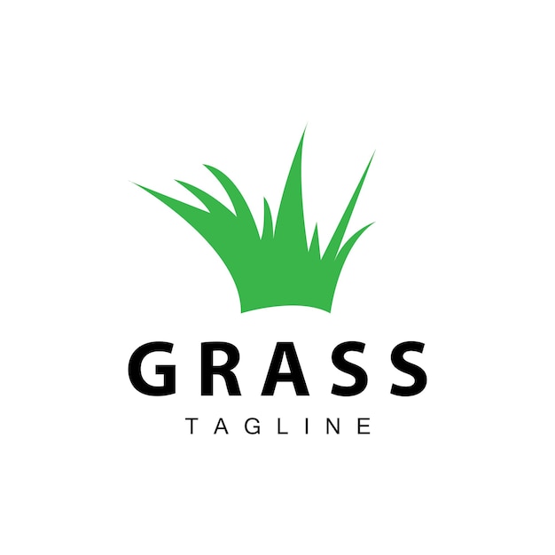 Ilustración de la granja diseño del logotipo de la hierba verde plantilla vectorial de hierba natural simple