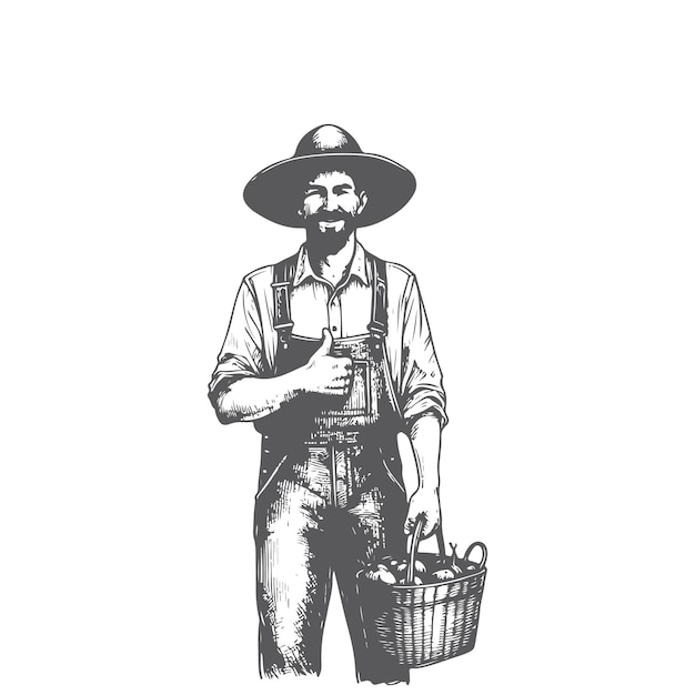 Ilustración de un granjero dibujada a mano
