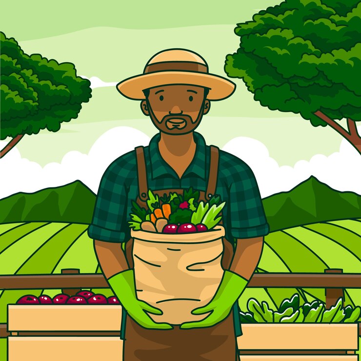 Vector ilustración de granjeros de diseño plano dibujado a mano