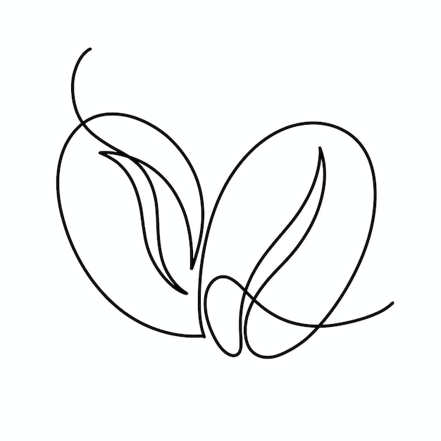 Ilustración de granos de café de una línea continua de vector